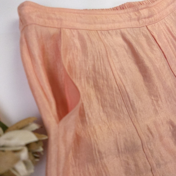 Current Air Anthropologie Peach Shimmer Wide-Leg Rayon Women's Pants Sz L - Picture 3 of 15